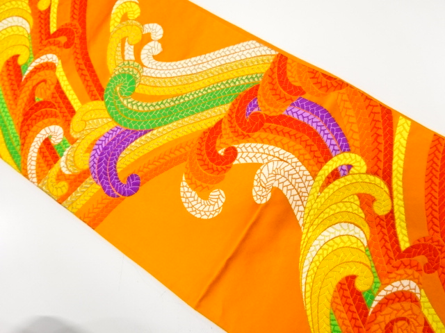 アンティーク　荒波に組紐模様織り出し袋帯（着用可）